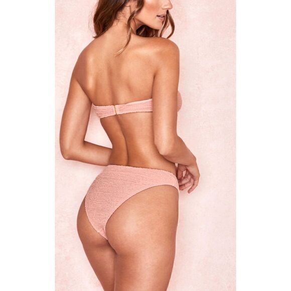 House of CB Antilla Crinkled Brief Bikini Bottom in Color Blush size M - Picture 5 of 11